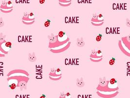 cake cartoon character seamless pattern on pink background vector