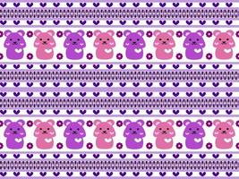 purple and pink mouse cartoon character pattern on purple background vector