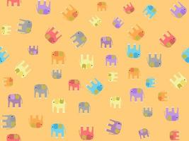 seamless pattern elephant cartoon character on orange background vector