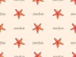 starfish cartoon character seamless pattern on orange background.Pixel style vector