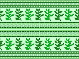 Leaf cartoon character seamless pattern on green background.Pixel style vector