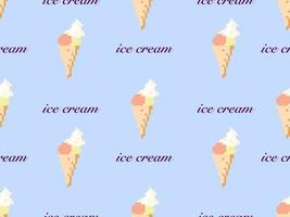 ice-cream cartoon character seamless pattern on blue background. vector