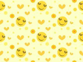smile cartoon character seamless pattern on yellow background vector