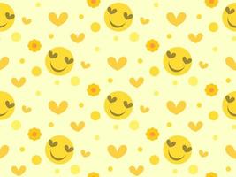 smile cartoon character seamless pattern on yellow background vector