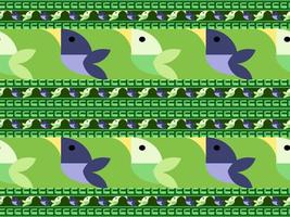 bird cartoon character seamless pattern on green background vector