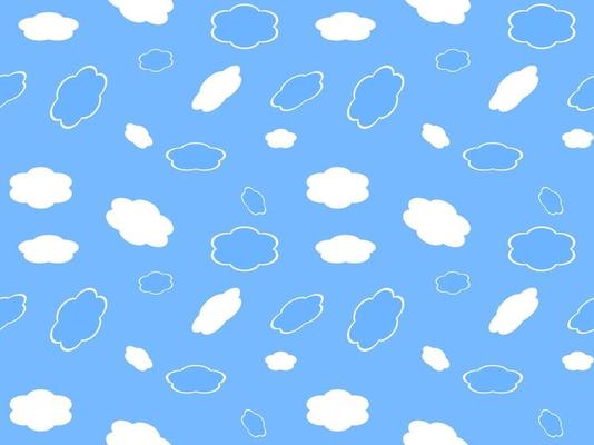 cloud cartoon character seamless pattern on blue background