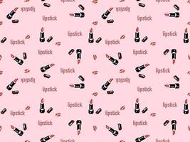 Lipstick cartoon character seamless pattern on pink background.Pixel style vector