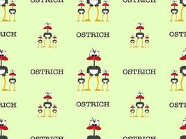 ostrich cartoon character seamless pattern on green background vector