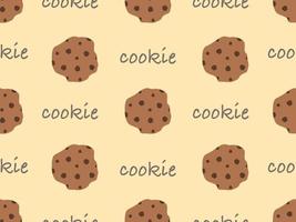 Cookie cartoon character seamless pattern on brown background vector
