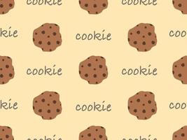 Cookie cartoon character seamless pattern on brown background vector