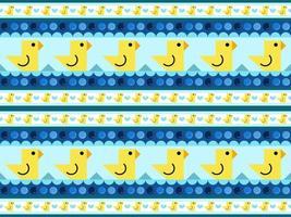 yellow duck background pattern on blue background vector