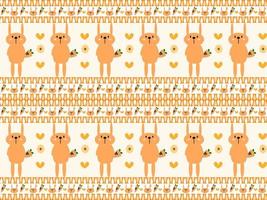 Rabbit cartoon character pattern on orange background vector