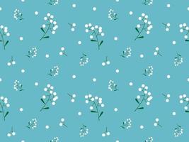 Grass flower cartoon character seamless pattern on blue background vector