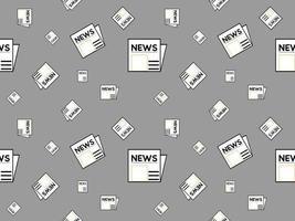 Newspaper cartoon character seamless pattern on gray background vector