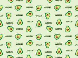 Avocado cartoon character seamless pattern on green background.Pixel style vector