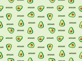 Avocado cartoon character seamless pattern on green background.Pixel style vector