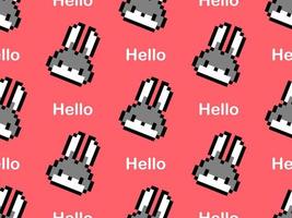 rabbit cartoon character seamless pattern on red background vector