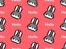 rabbit cartoon character seamless pattern on red background vector