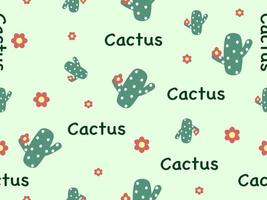 Cactus cartoon character seamless pattern on green background.Pixel style vector