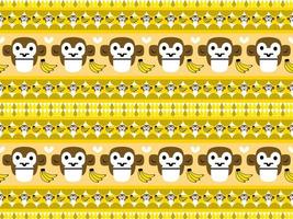 monkey cartoon character pattern on yellow background vector