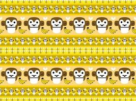 monkey cartoon character pattern on yellow background vector