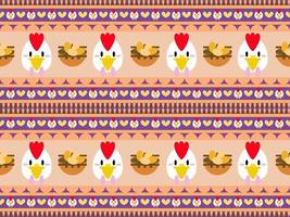 Chicken cartoon character pattern on multicolored background vector