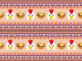 Chicken cartoon character pattern on multicolored background vector