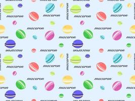 macaron cartoon character seamless pattern on blue background vector