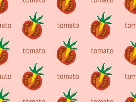 tomato cartoon character seamless pattern on red background. vector