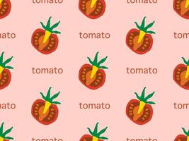 tomato cartoon character seamless pattern on red background. vector