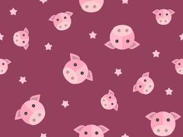 Pig cartoon character seamless pattern on pink background vector