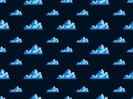 Cloud cartoon character seamless pattern on blue background.Pixel style vector