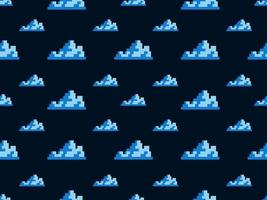 Cloud cartoon character seamless pattern on blue background.Pixel style vector