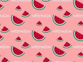 watermelon cartoon character seamless pattern on pink background vector