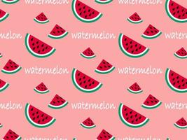 watermelon cartoon character seamless pattern on pink background vector