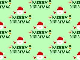 christmas seamless pattern on green background, santa claus, reindeer, snowman, christmas tree vector
