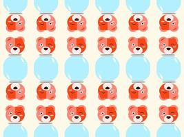 bear cartoon character pattern on cream background vector