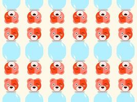 bear cartoon character pattern on cream background vector