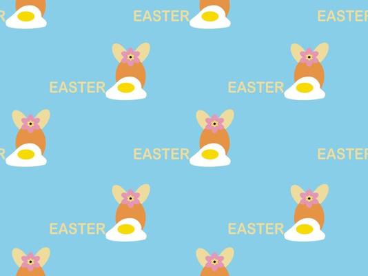Easter eggs cartoon character seamless pattern on blue background.Easter day