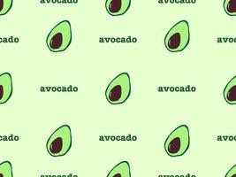 avocado cartoon character seamless pattern on green background. vector