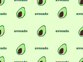 personaje de dibujos animados de aguacate de patrones sin fisuras sobre fondo verde. vector