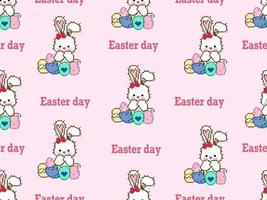 Rabbit cartoon character seamless pattern on pink background.Pixel style , Easter day vector