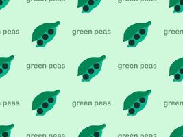 green peas cartoon character seamless pattern on green background. vector