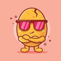 super cool egg character mascot isolated cartoon in flat style design vector