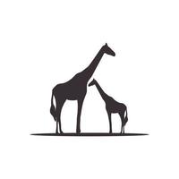jirafa con silueta familiar diseño de logotipo vector icono ilustración