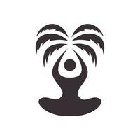 YOGA WITH PALM LOGO ICON VECTOR SYMBOL DESIGN TEMPLATE