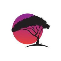 elementos de logotipo africano con árboles e iconos de safari plantilla de diseño de vector de mapa de África