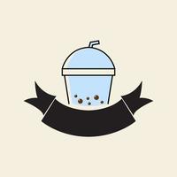 bebida burbuja té taza vintage logo vector símbolo icono ilustración diseño minimalista