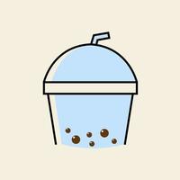 bebida burbuja té taza vintage logo vector símbolo icono ilustración diseño minimalista