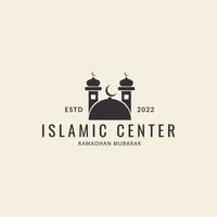 mezquita centro islámico adoración hipster logo vector icono símbolo ilustración diseño